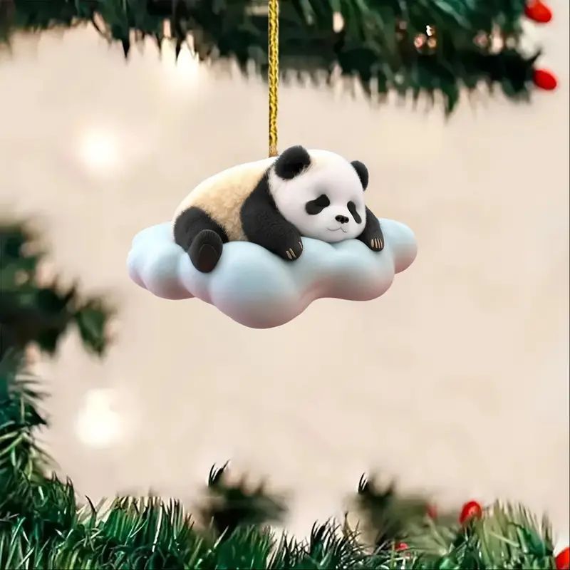 2D acrílico adorable panda pequeño colgante de automóvil plano transfronterizo nuevo colgante de espejo retrovisor colgante para el hogar