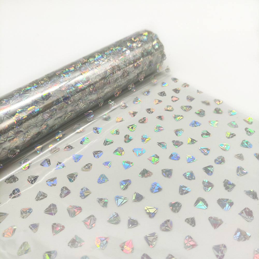 银色碎玻璃钻石镭射镀铝膜洗铝转移膜金属烫金膜装饰材料预涂膜厂