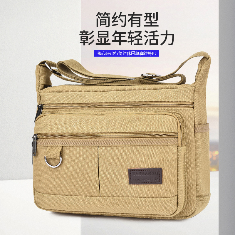 New Cross-Border Fashion Canvas Bag, Wear-Resistant Tool Bag, Large Men's Shoulder Crossbody Bag, Large Capacity Travel Bag