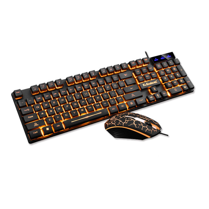 マムシkm 320有線キーマウスセット懸濁u + uオレンジ字透光クラックゲームキーボードマウスセット|undefined
