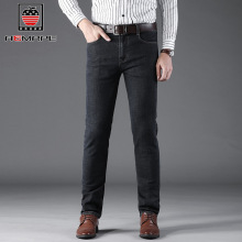 美国苹果牛仔裤男秋冬款中老年爸爸装高腰直筒宽松弹力男裤40岁50