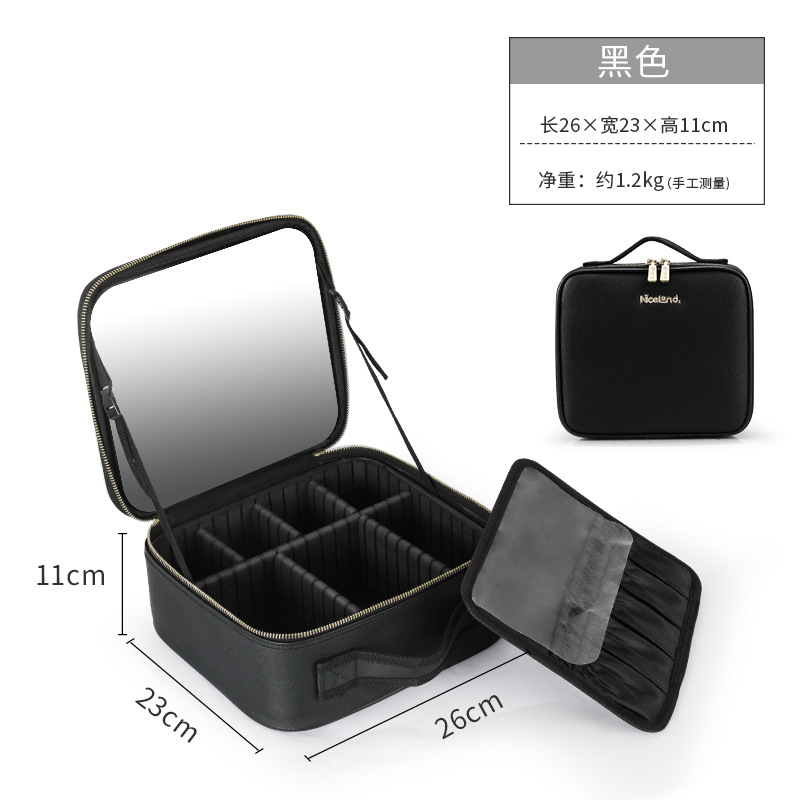 Bolsa de cosméticos con espejo de gran capacidad portátil de viaje bolsa de almacenamiento de cosméticos maquillaje bolsa de tatuaje estilo coreano