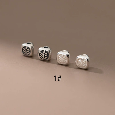 S925 Plain Silver Matte Leaf Triangle Printed Small Separated Beads Handmade diy Bracelet Accessories Loose Beads Bracelet Beads (Zərgərlik ara hissələri) - 1-plain-silver-spacer-beads-about-4543mm-single-price