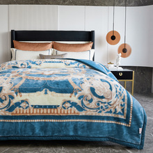 9斤毛毯被子秋冬季用加厚双人盖云毯双层铺床垫拉舍尔珊瑚绒保暖+