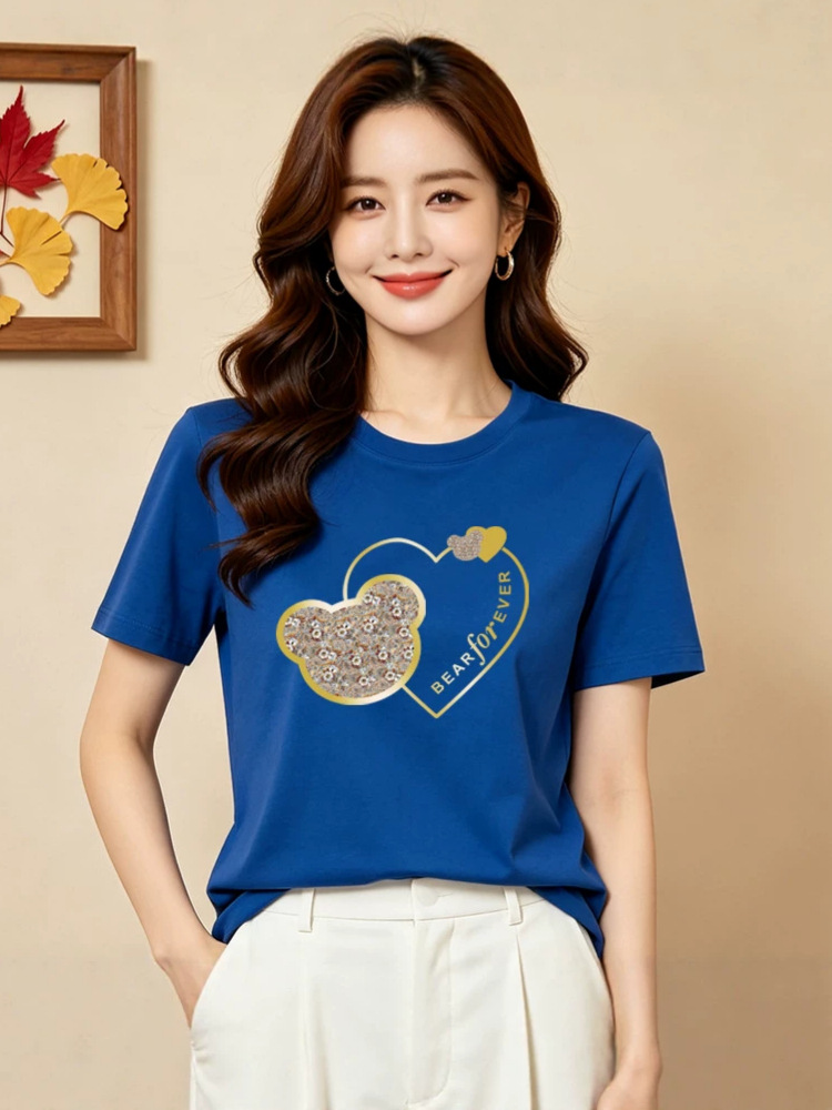 summer cotton trend base T-shirt for leisure