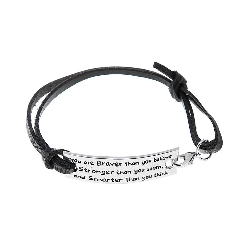 11g Weight Bracelets Classification Pu Leather Chain Material 1 Piece Quantity Daily Occasion Pu Leather, Alloy Material Letter Pattern All Seasons Season Men's Gender Plating Design Simple Style Style Simple Style Letter Pu Leather Alloy Plating Men's Bracelets Men Cord & Leather Bracelets 10