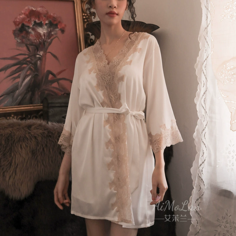 Women's Silk Summer Pajama Jacket / Short Bathrobe, Lifting Effect, One Size