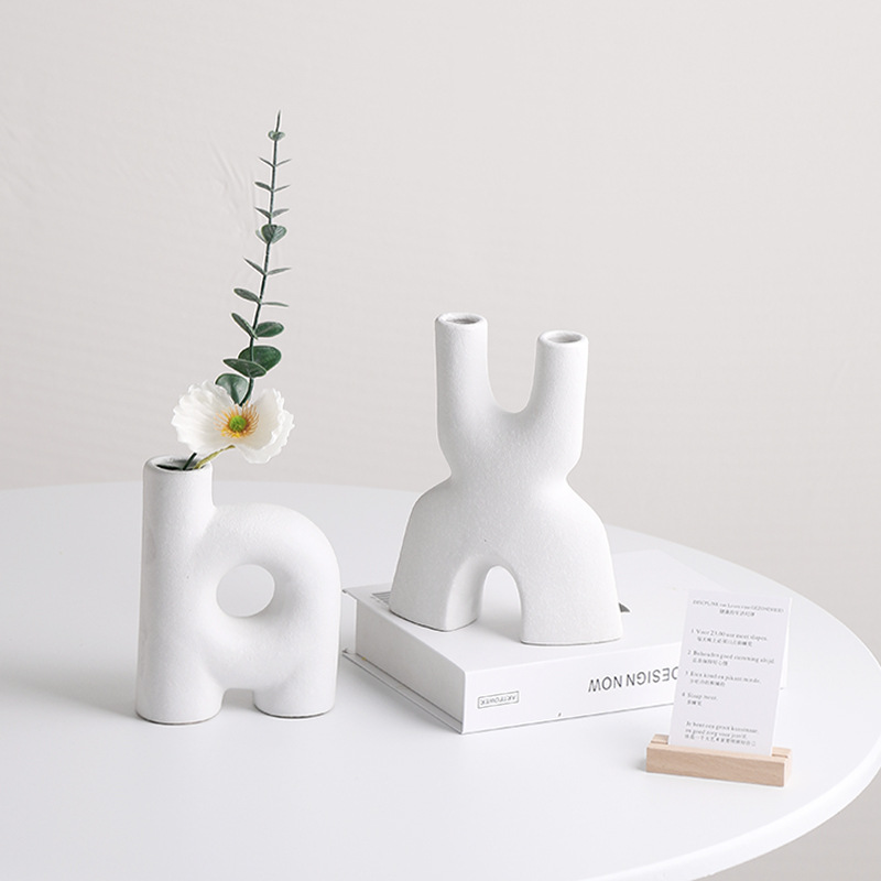 Customized Simple Ceramic Vase Water Culture Scandinavian Modern Creative Home Living Room Dining Table Dried Flower Arrangement Decorative Ornaments