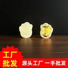 4D金镶和田玉招财猫吊坠男女款好运镶足金一手货源厂家批发