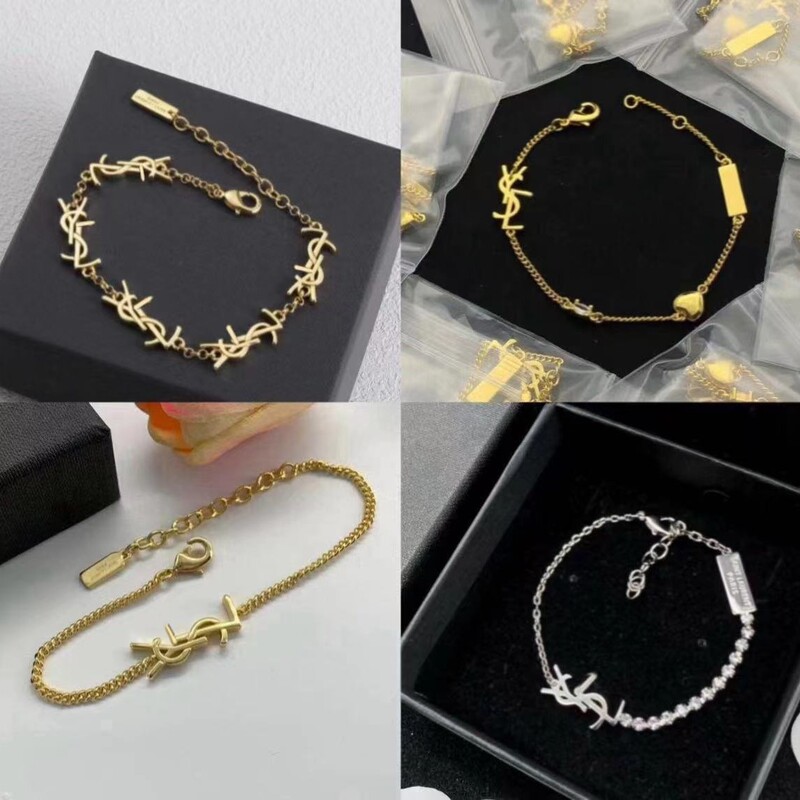 Saint Family/Y Letter European and American Classic Letter Bracelet Simple Versatile Fashionable Light Luxury Personality Trendy Elegant Gold