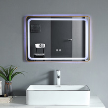 觸控調光LED燈智能鏡 方形藍牙音響浴室鏡除霧壁掛無框化妝鏡