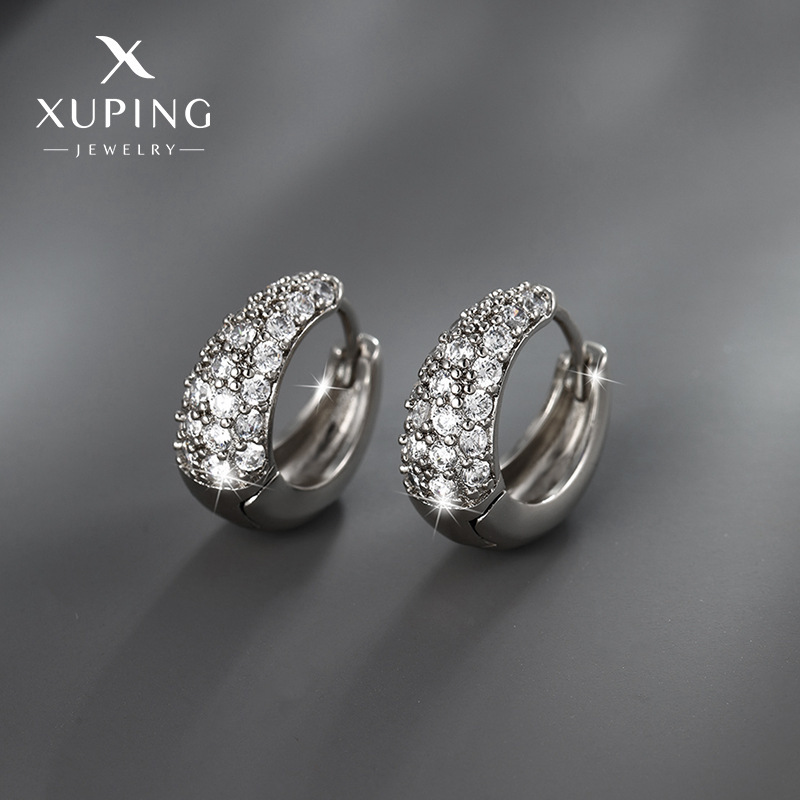 Xuping joyería estilo de moda europea y americana aretes exagerados doble fila brillante aretes de aretes de arroz de arroz pendientes de arroz transfronterizos aretes al por mayor