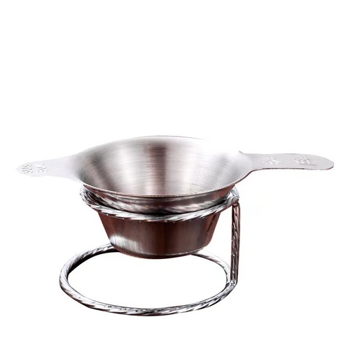 Stainless steel tea filter double-layer mesh tea strainer tea separator double handle filter tea set tea ceremony accessories wholesale