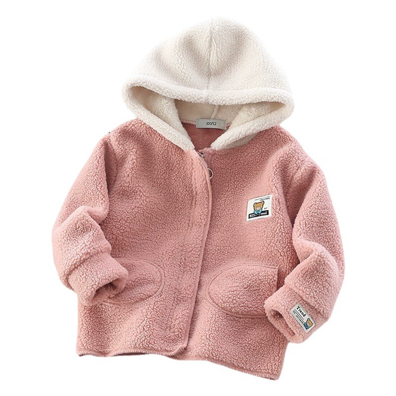 Детский весенний плащ-тренч средней длины с флисовой подкладкой, кардиган с капюшоном, утепленный флисовый толстый топ с капюшоном для осени и зимы.