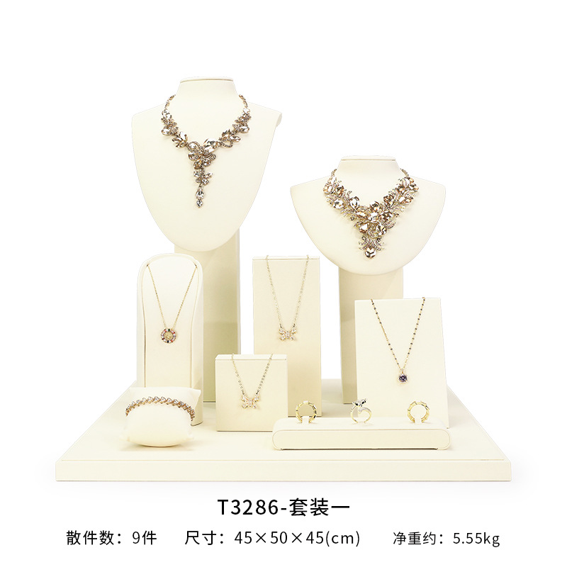 Xu Yue joyería estante de exhibición beige superfibra aretes de lujo anillo de ventana joyería mostrador accesorios
