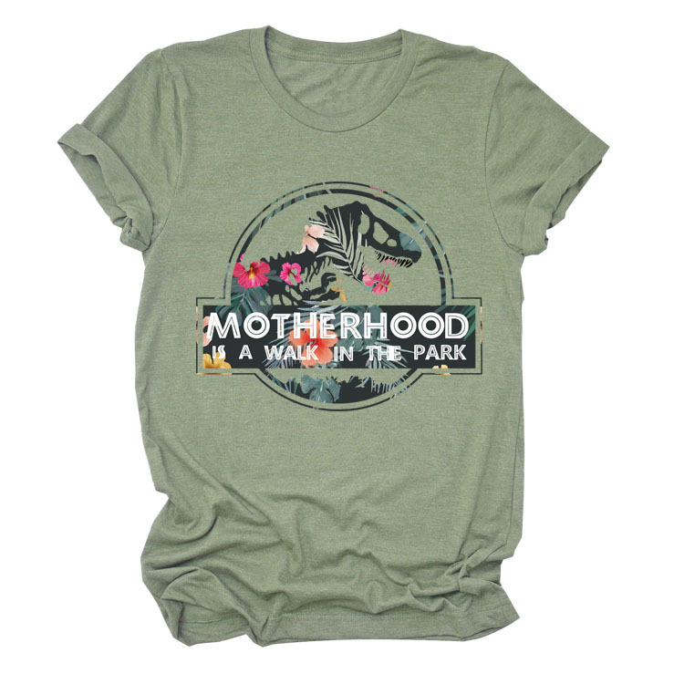 La maternidad es un paseo por el parque Amazon más tamaño cuello redondo Carta europea y americana camisa de manga corta