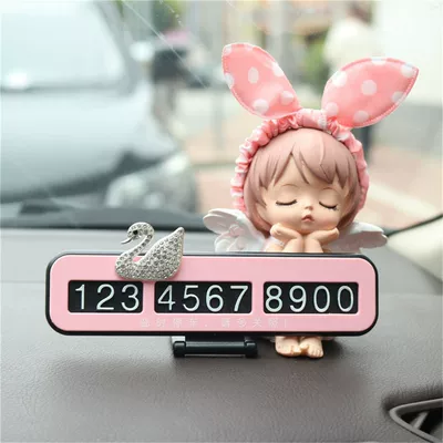 Decoration Accessories for Women, Nömrəli dayanma kartı - annie-pink-bow-swan-pink-license-plate