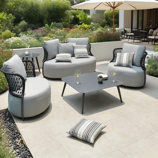 Customized Outdoor Sofa Combination Courtyard Terrace House Garden Hotel Leisure Rattan Sofa Ratta
