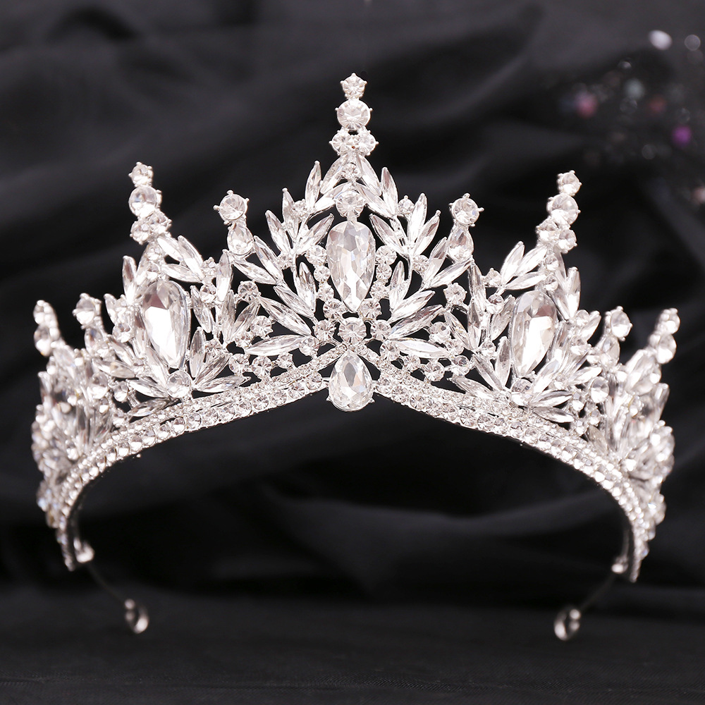 100g Weight Crown Hair Accessories Type 1 Piece Quantity Wedding, Birthday, Festival Occasion Alloy Material Leaf, Crown Pattern All Seasons Season Women's, Adults Gender Diamond Design Bridal, Shiny Style Bridal Shiny Women's Adults Leaf Crown Alloy Diamond Crown 无