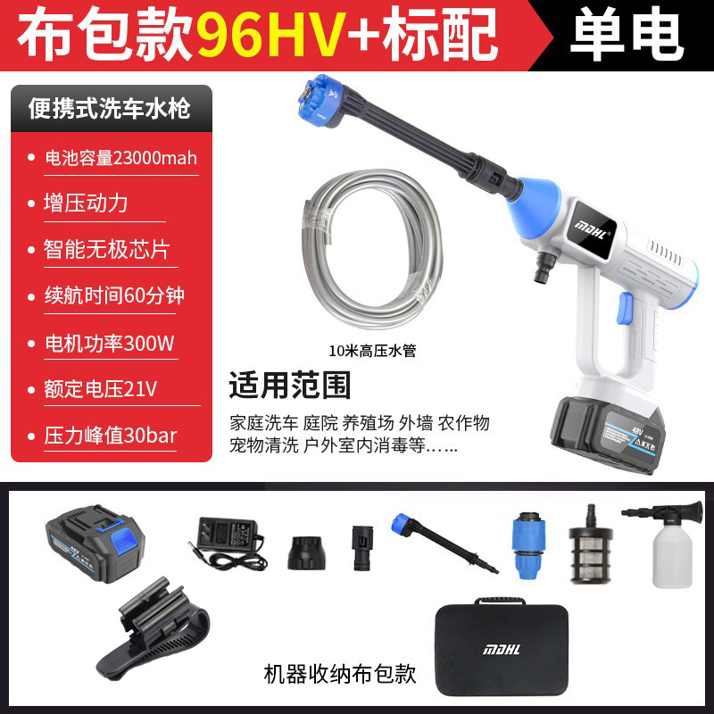 High pressure car wash water gun – Xǐchējī Water Gun - 8109-high-pressure-water-gun-blue-white-15-electric-96hv-brushed