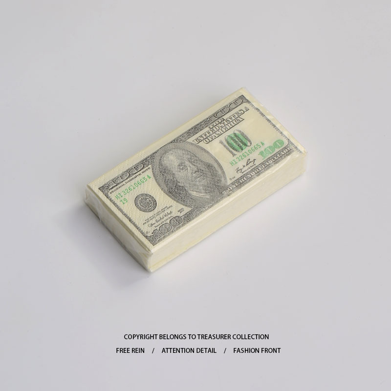 Creative Colorful Printed Dollar Paper Towels Funny Handkerchief Paper Napkins Portable Small Bag Tissue Paper Restaurant Toilet Paper