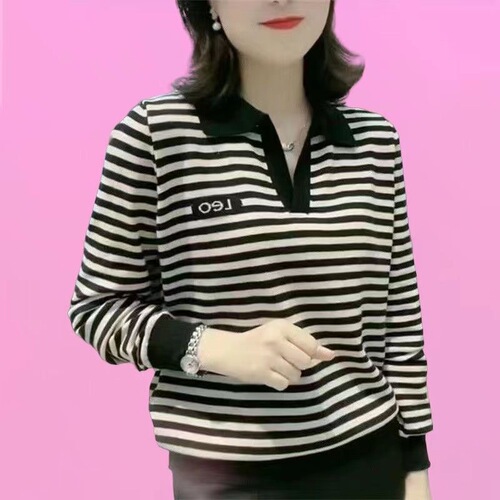 Women's Long Sleeve T-Shirt Top - Versatile, Mother's Spring and Autumn Season, Collar Polo Shirt, Elegant and Commuting Women's Style