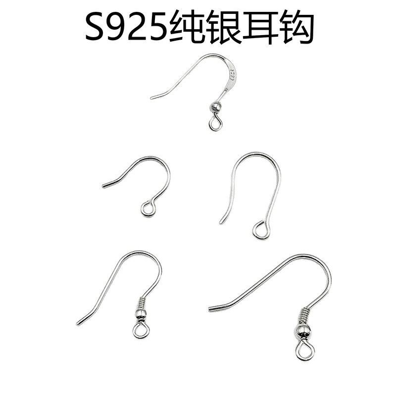 S925 Sterling Silver Spring Beaded Ear Hook Earrings Stamped Flat Handmade DIY Earring Accessories Wholesale from Manufacturer