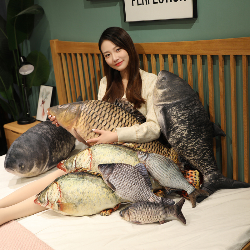 Fishing Simulation Crucian Carp Plush Toy, Koi Pillow, Stuffed Animal, Cat Teaser, Grass Carp, Freshwater Fish Simulation Fish