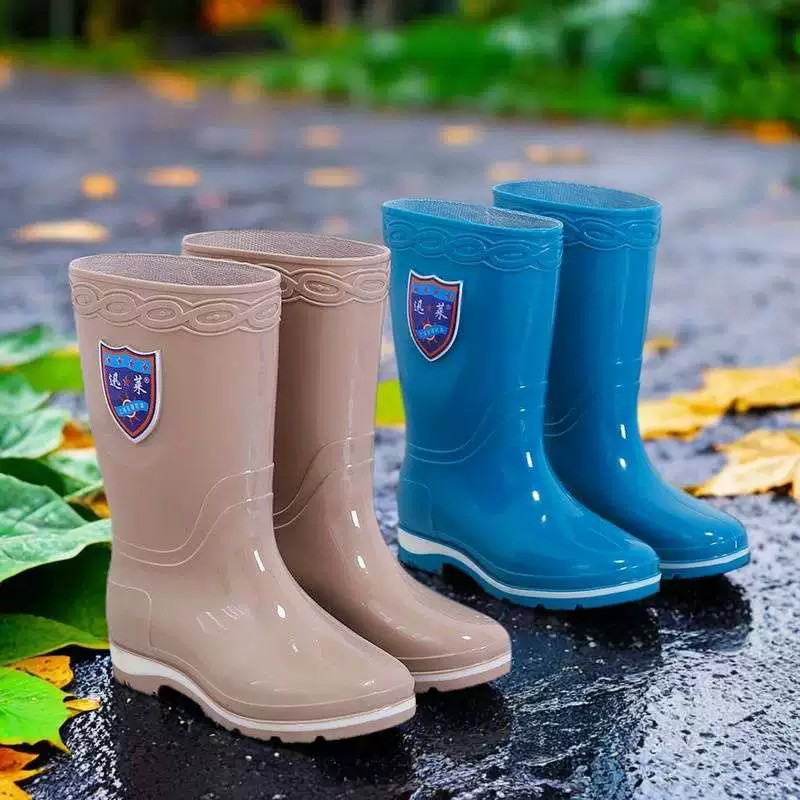 Women's rain boots women's rubber shoes women's waterproof high tube rain boots long tube authentic rain boots non-slip thick outdoor
