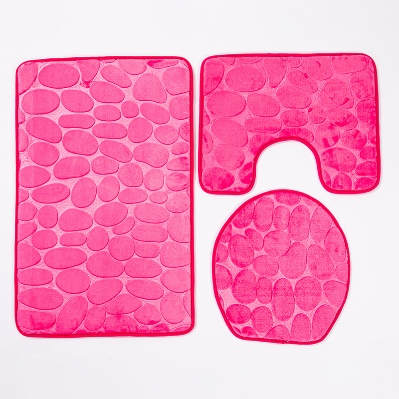 Juego de 3 alfombrillas de baño de franela, antideslizantes y absorbentes, tapete para bañera y alfombra para inodoro