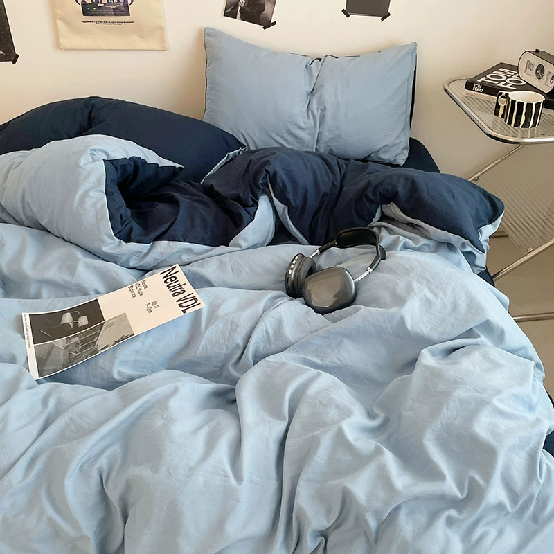 Постельный комплект MUJI из четырех предметов из стираного хлопка в японском стиле для всех сезонов, студенческое общежитие, комплект из трех предметов, прямой производитель