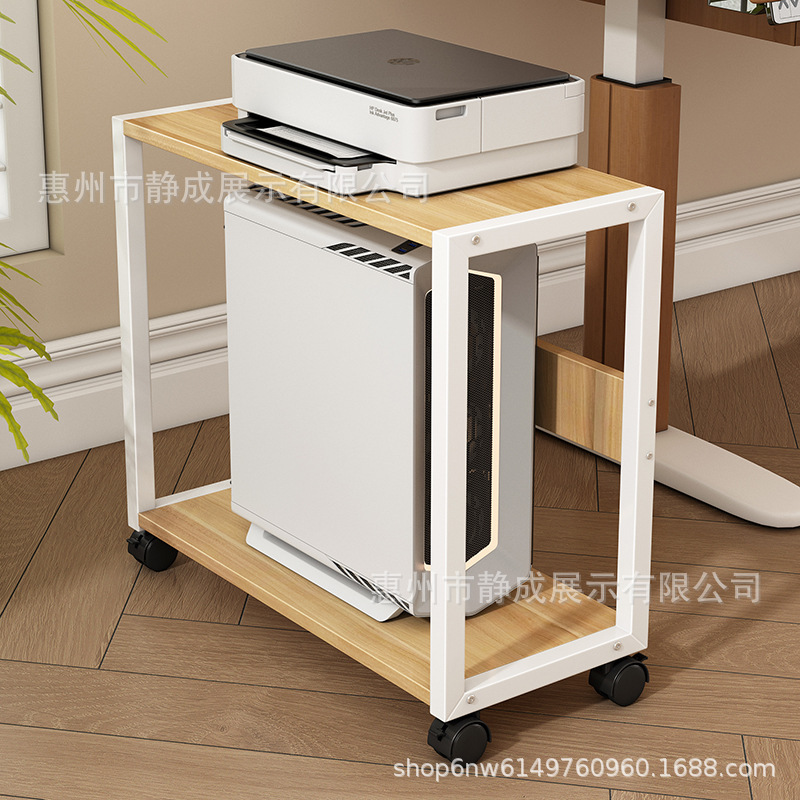 Multi-Layer Movable Office Floor-Standing Printer Rack for Home Use with Multiple Two-Layer Computer Main Chassis Brackets