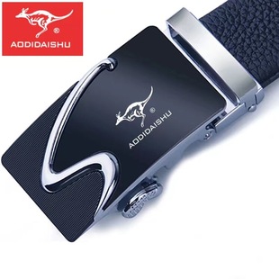 澳帝袋鼠 Alloy automatic buckle men's cowhide belt young and middle-aged fashion casual trendy genuine leather college student belt