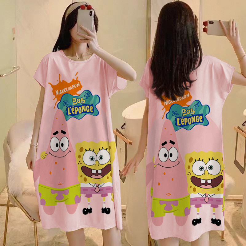 Camisón del sudeste asiático falda de pijama de manga corta de verano para mujer falda de cultura de longitud media suelta delgada cross-border