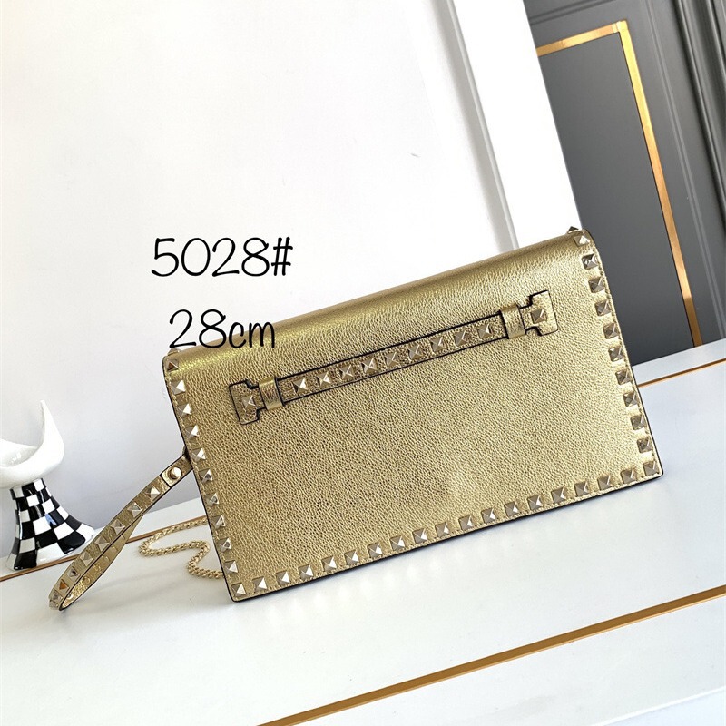 Litchi Pattern Handbag Star Blogger Same-style Rivet Chain Envelope Bag Large Capacity All-match Shoulder Crossbody Bag High-end
