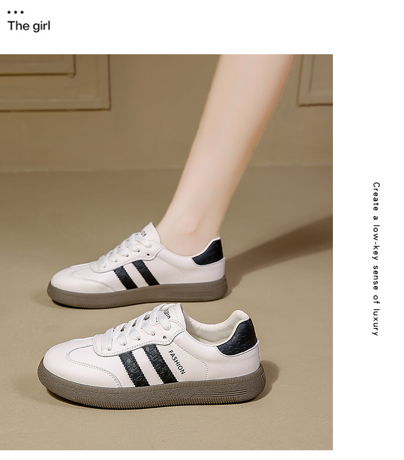Dexun Women's Casual Trainers Flat Thick Sole Versatile White Shoes_voghion.com