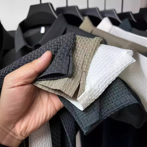 Summer Ice Silk Quick-Dry Polo Shirt Men's Embroidered Turn-up Short-Sleeve T-Shirt Shirt Advanced Casual Men's Flowy Top