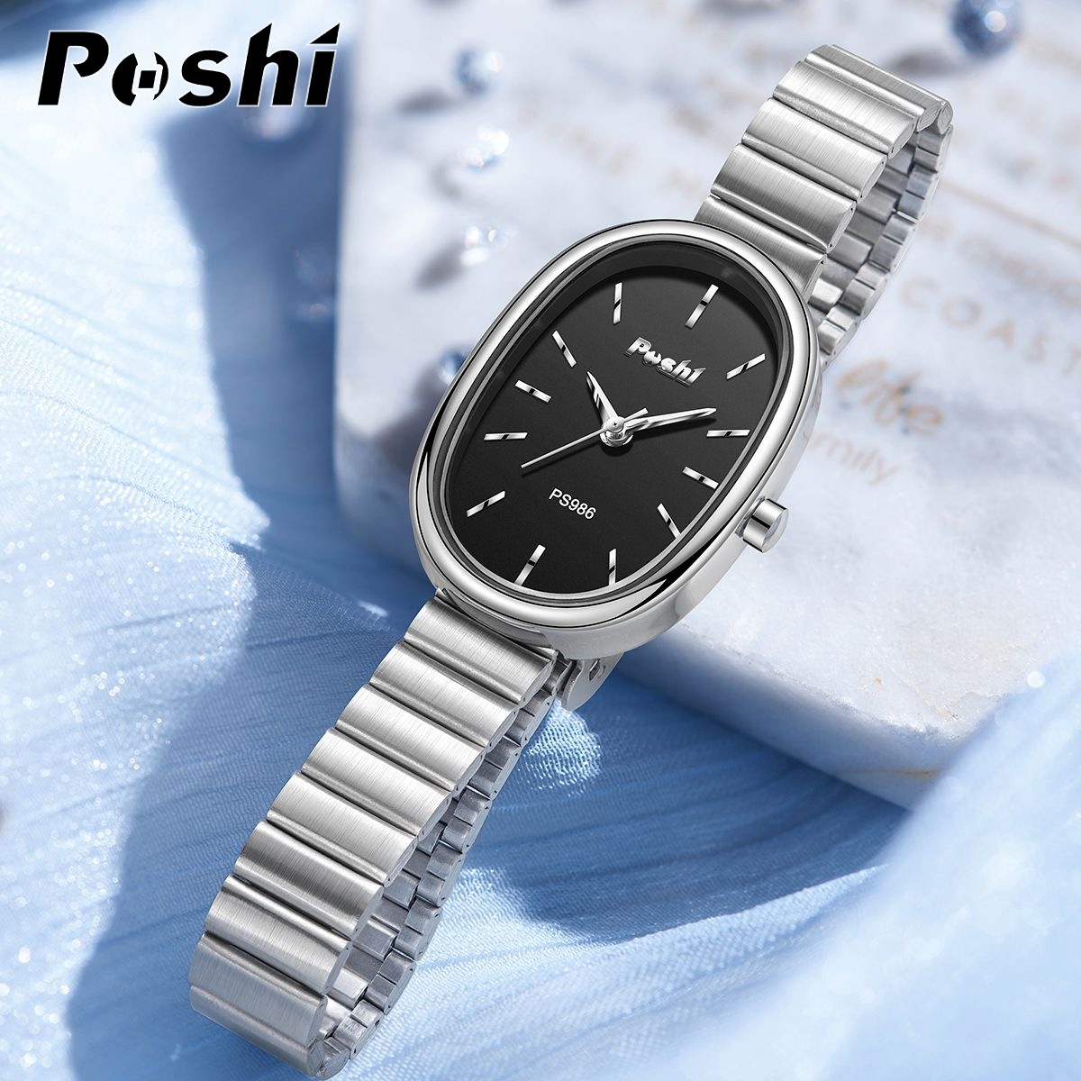 POSHI nuevo reloj de cuarzo con cadena esfera ovalada pequeño reloj de mujer coreana ropa reloj de mujer salvaje