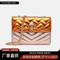 高级感链条小方包热卖鹰头包个性撞色翻盖女包单肩斜挎包