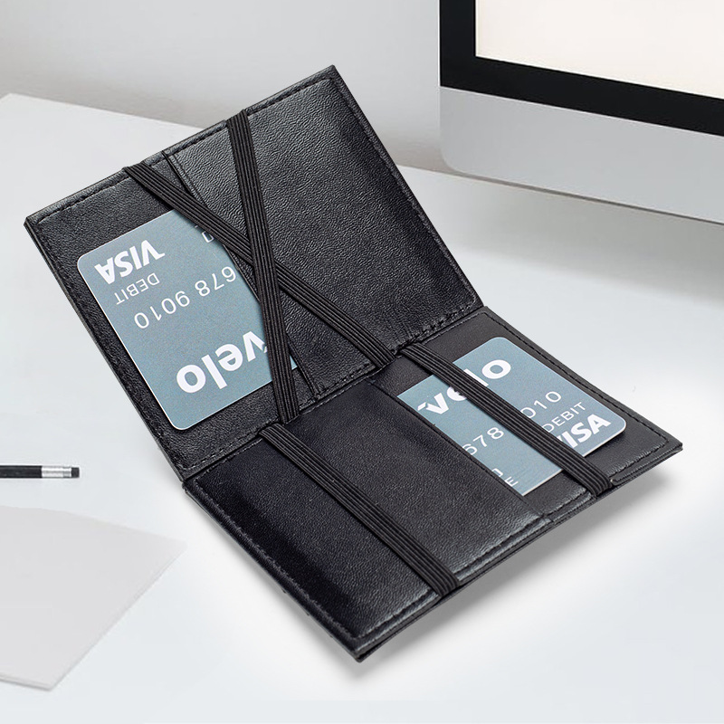 Cartera plegable portátil personalizada de dos pliegues, tarjetero compacto de color sólido, tarjetero, billetera mágica antidesmagnetización ligera y delgada