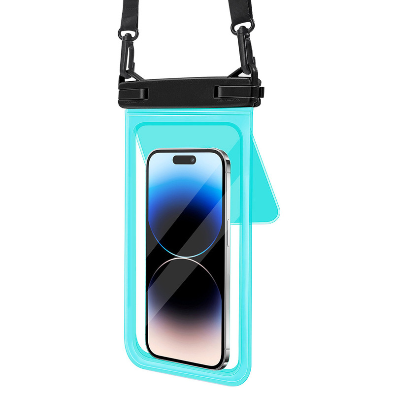 Amazonの人気のダブルコンパートメント携帯電話防水バッグ水泳ラフティングダイビング写真撮影首吊りPVC品質携帯電話ケース|undefined