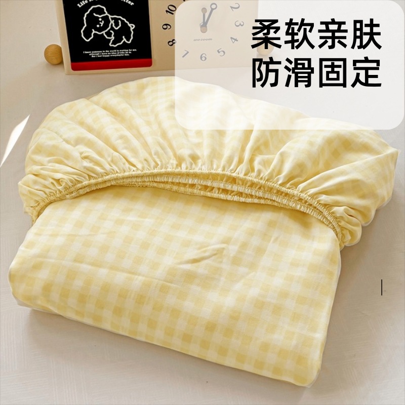 Cross-border skin-friendly cotton bed hat non-print wind non-slip bed hat single double mattress single bedspread protective cover wholesale