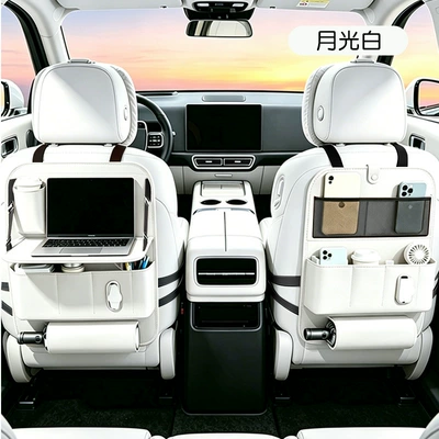 Car storage bag/box vehicle-mounted hanging bag, small table - white-single-with-tabletop