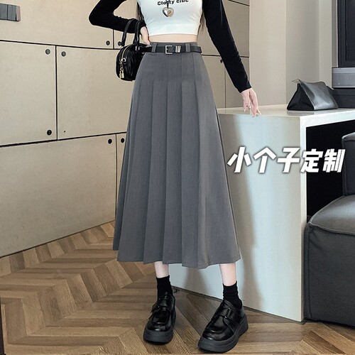 150 Petite Pleated Midi Length Women's High-Waisted A-Line Bustier xs Size for Tall and School Wind Suit Dress Spring Autumn