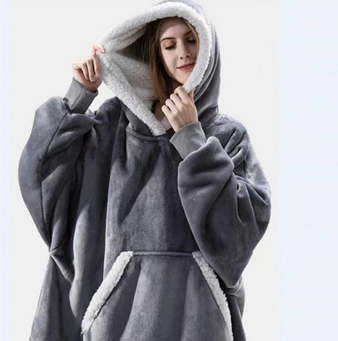 頭をかぶってベルベットのパジャマをつかむ保温テレビ毛布屋外防寒パジャマカップル服のベルベット保温服|undefined