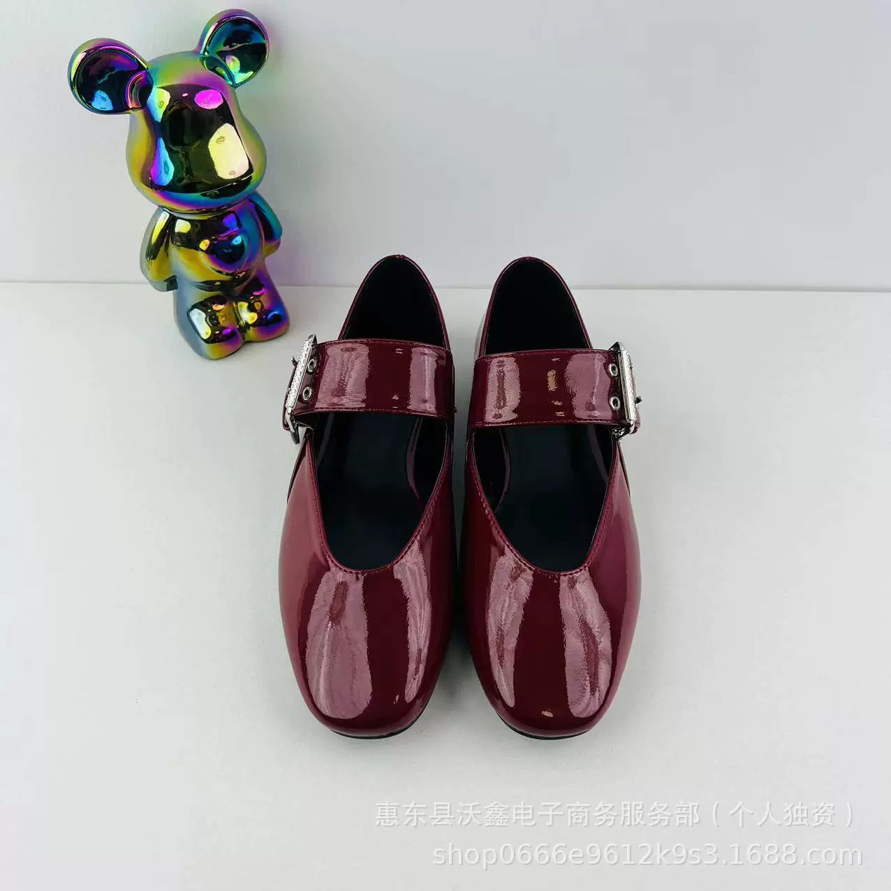 Woxin ZA Летние новые женские туфли в винно-красном цвете Mary Jin лакированная кожа эффект пряжки балетный стиль ретро плоские туфли