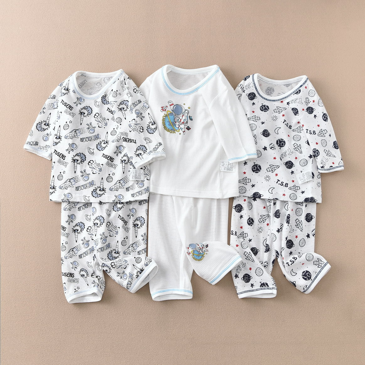 Distributing Children's 3/4 Sleeve and 3/4 Pants Short-Sleeve Set, Home Wear, Summer Thin Breathable Set, Exported to Japan