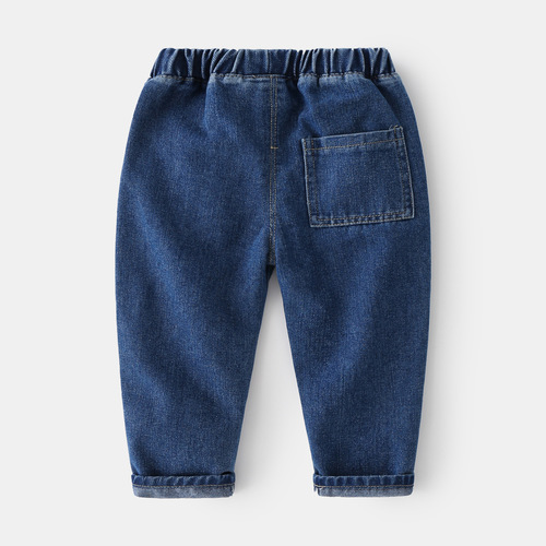 Casual soft and comfortable pants Cotton single color Korean style cute children's clothing Spring boys' denim trousers