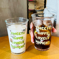 透明な厚いガラスカップかわいいカップコーラ冷たいカップオフィス専用コーヒー牛乳飲料カップ