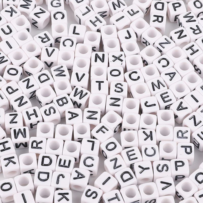 アクリル数字英字ビーズ手作りDIYセット子供ビーズアクセサリーアクセサリー散珠四角いビーズ|undefined